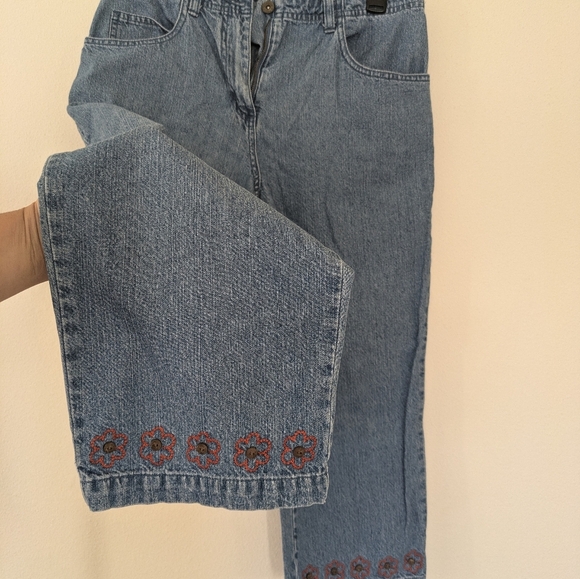 Christopher&Banks Y2K Jeans Embroidered Floral Accent Straight Leg Women's sz 10 - Picture 2 of 9
